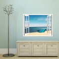 thumbnail image 3 of IDEA4WALL Wall Murals Fake White Window with Teal Boat on the Beach Removable Wallpaper Peel and Stick Wall Stickers - 24x32 inches, 3 of 4