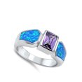 thumbnail image 4 of CHOOSE YOUR COLOR Sterling Silver Women's Simulated Amethyst Ring Pure 925 Band 8mm Purple CZ Female Size 6, 4 of 4