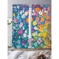 thumbnail image 4 of Colorful Spring Floral Semi Sheer Curtains 96 Inch Length 2 Panels Set, Modern Oil Painting Abstract Art Sheer Kitchen Curtain Privacy Voile Window Curtain for Living Room Bedroom Rod Pocket Drapes, 4 of 7
