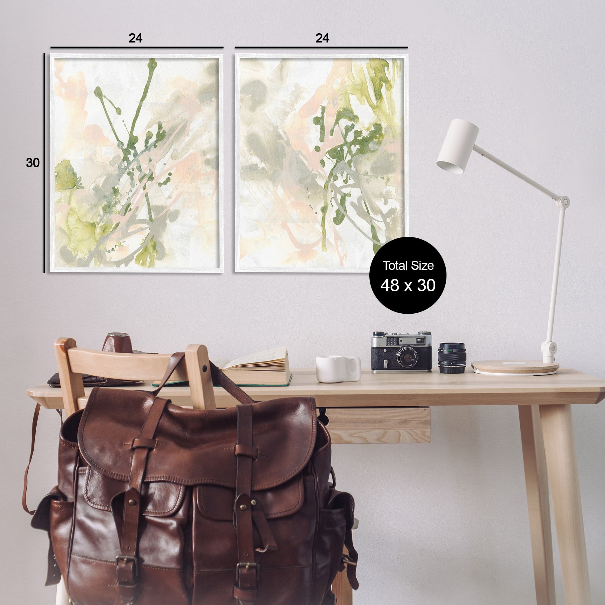 Stupell Industries Subtle Pastel Splatter Abstract Painting White Framed Art Print Wall Art, 24 x 30, Set of 2