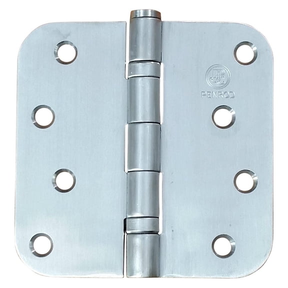 Penrod Stainless Steel Bearing Door Hinges - 4 Inch with 5/8 Inch , Non-Removable Riveted Pin - Security Hinges (3 Pack)