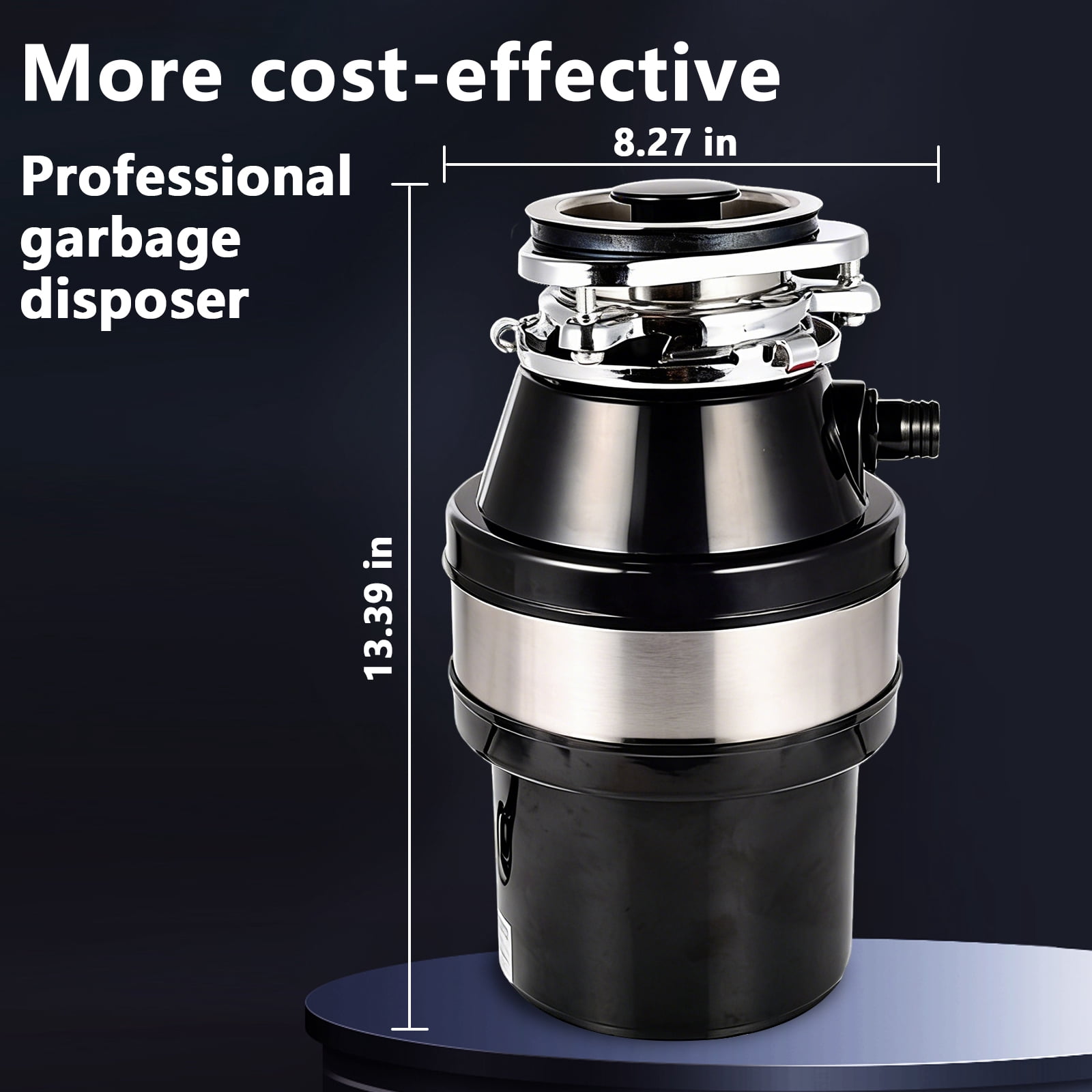 Arcticwind Food Waste Disposer,Garbage Disposal Continuous Feed Food Waste Disposer,Stainless Steel Food Waste Grinding System Anti-Jam,Ultra-Quiet,Power Cord Included,Black stainless steel version