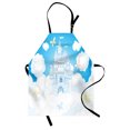 thumbnail image 1 of Fairy Apron Illustration of a Fairy Tale Castle Clouds in the Sky and Butterflies Print, Unisex Kitchen Bib Apron with Adjustable Neck for Cooking Baking Gardening, White and Sky Blue, by Ambesonne, 1 of 3