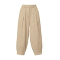 thumbnail image 5 of Linen Barrel Pants Women Cotton Palazzo High Waisted Balloon Pants Summer Casual Beach Boho Wide Leg Baggy Trousers Khaki L, 5 of 8