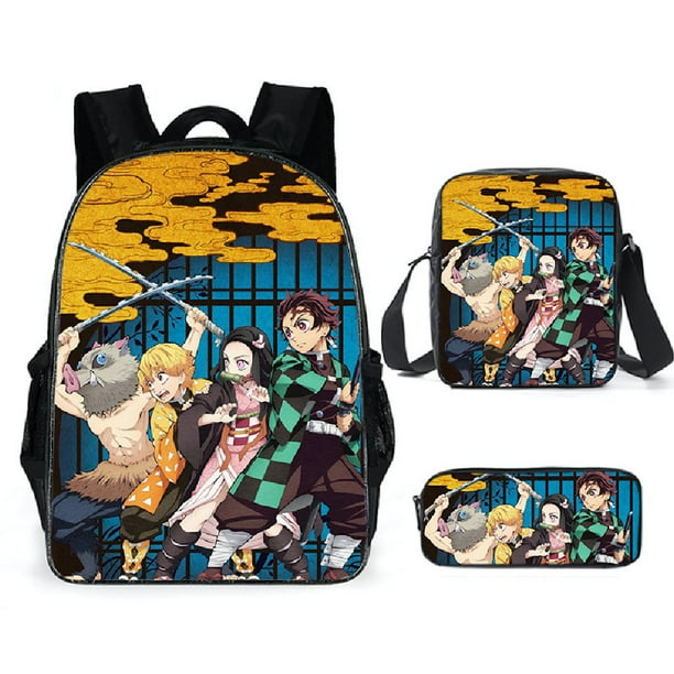 Set de mochilas Demons Slayers Satchel Polyester Anime Sc