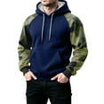 thumbnail image 5 of Men's Pullover Hoodie with Camouflage Print Raglan Sleeves and Adjustable Drawstring Hood Casual Fit Sweatshirt Top Dark Blue L, 5 of 5