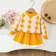 thumbnail image 4 of Amidoa Girls 2 Piece Outfits Fall Winter Clothes Solid Color Long Sleeve Top and Casual Pants Kids Clothing Sets Size Yellow 5-6 Years, 4 of 5