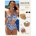 thumbnail image 5 of Eytino Womens Bikini 2 Piece U Wire Cutout Bikini Sets Floral Print High Waisted Summer Beach Swim Bathing Suit, 5 of 10