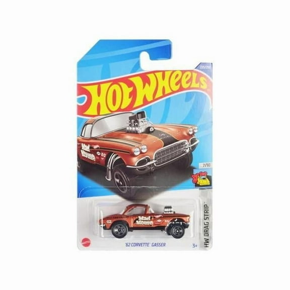 Hotwheels HHF59 1962 Chevrolet Corvette Gasser Mad Mouse Copper Metallic with Black Stripes HW Drag Strip Series Diecast Model Car