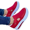 thumbnail image 1 of Espadrilles à Plateforme Compensée pour Femmes, Chaussures Plates à Enfiler avec Crochet et Boucle, 1 of 6