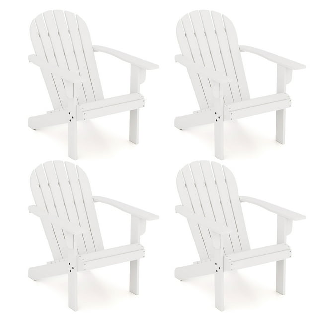 Gymax 4PCS Patio Adirondack Chair w/ Inclined Seat High Backrest & Wide Armrests White