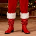 thumbnail image 2 of Christmas Santa Claus Boots Men's Wide Calf Santa Combat Boots with White Plush Foot Bells Buckle Strap for Halloween Christmas, 2 of 7