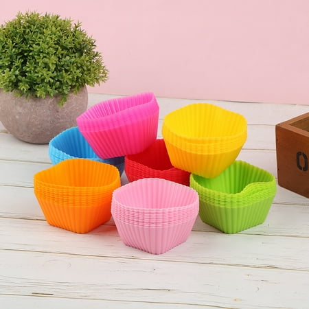 

Rose red 10Pcs Square Shape Silicone Cup Cake Tool Bakeware Baking Mold Accessories
