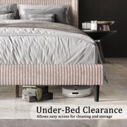 Castle Place Modern Wingback Corduroy Velvet Upholstered Twin Platform Bed, Black