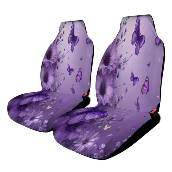 Dreamy Purple Butterfly Pattern (60)-1 Set of 2 Car Seat Covers Seat for Carseats Front Seat Auto Car Interior Accessories Universal 2 Piece
