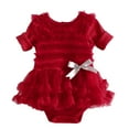 thumbnail image 2 of Wuxian Baby Girl Winter Outfits Short Sleeve Lace Ruffles Tutu Skirt Romper With Headband Princess Dress Wear Fashion Fall Winter Outfits,E,6-9 Months, 2 of 7