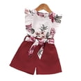 thumbnail image 1 of QUDDERR Ensemble 2 Pcs pour Filles de 4 à 7 Ans, Chemise Sans Manches Imprimée d'Été + Ensemble de Mode, 1 of 9