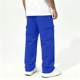 thumbnail image 6 of Resicozy Baggy Sweatpants Men Wide Leg Casual Joggers Cotton Loose Drawstring Elastic Waist Pants with Pockets Royal Blue 3XL, 6 of 8