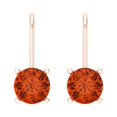 thumbnail image 3 of 1 Ct Round Cut Drop Dangle Red Crystal 14K Rose Solid Gold Everyday Dainty Earrings Lever Back, 3 of 7