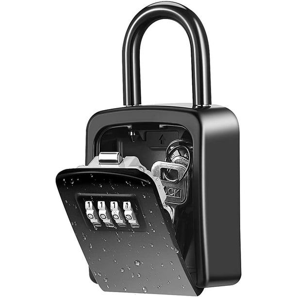 Key Lock Box, Wall Mounted Key Safe Box, Weatherproof 4 Digit Combination Key Storage Lock Box