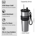 thumbnail image 3 of 24 oz Stainless Steel Tumbler with Lid and Straw Insulated Water Bottle Leak Proof for Hot and Cold Portable Travel Coffee Mug Reusable Coffee Cup Silver, 3 of 7