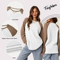 thumbnail image 5 of TEMOFON Womens Long Sleeve Shirts Casual Sweatshirts Color Block Fall Trendy Crewneck Waffle Tops Raglan Cute Sweatshirt S, 5 of 6