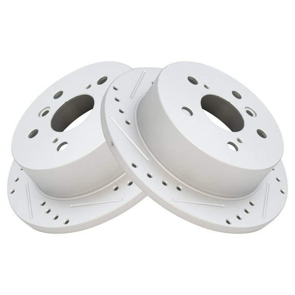 TRQ Rear Performance Brake Rotors Set Premium G-Coated Cross Drilled & Slotted Fits Select 2002-2003 Lexus ES300 2004-2006 ES330 2005-2007 Toyota Avalon 2002-2006 Camry 2004-2008 Solara