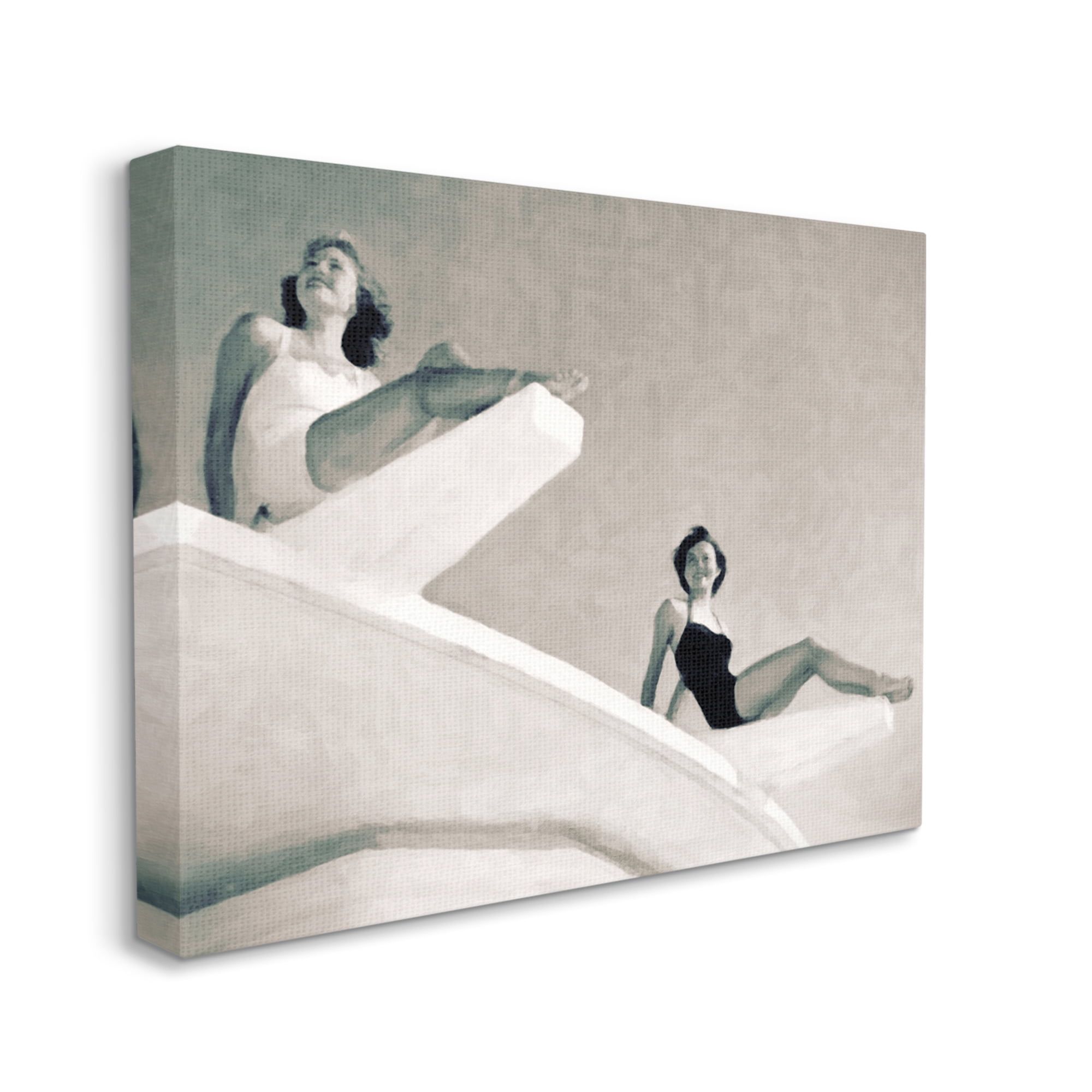 Stupell Industries Girls on Diving Boards Novelty Photography Gallery Wrapped Canvas Print Wall Art, 48 x 36