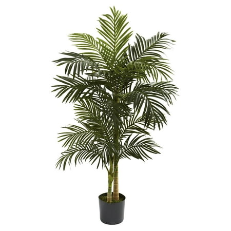 - Nearly Natural 5-ft. Artificial Golden Cane Silk Palm Tree, Green
