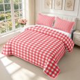 thumbnail image 3 of Manfei Geometric Check Bed Spread Queen,Classic Plaid Queen Coverlet Set,Red,3 Pieces,1 Quilt and 2 Pillowcases, 3 of 7