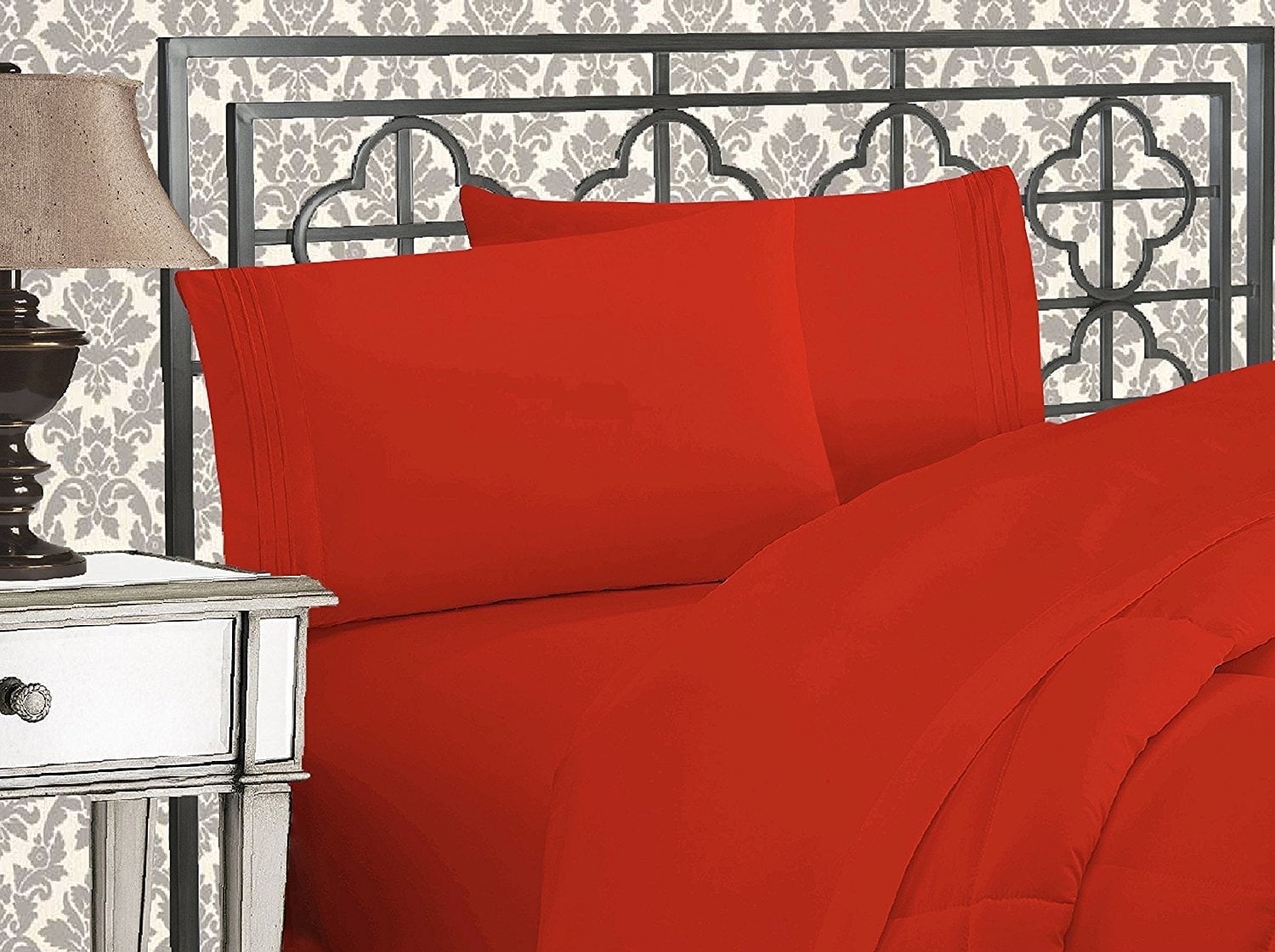 Elegant Comfort Deep Pocket Full Sheet Set, Deep Pocket Soft Microfiber Bed Sheets, Rust Red