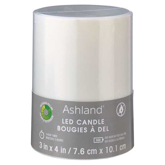 12 Pack: 3" x 4" White LED Outdoor Pillar Candle by Ashland