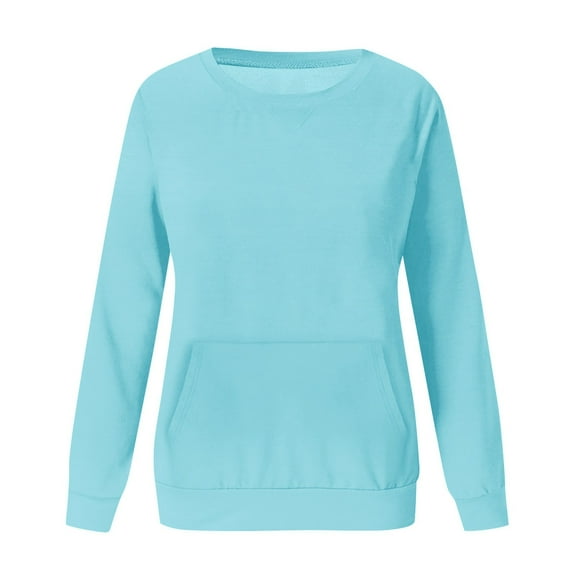 Women Tops Women's Solid Sweatshirt Women's Casual Crewneck Sweatshirt Solid Color Pullover Top For Everyday Wear Comfortable Soft Long Sleeve Tunic Blouse With Loose Fit For Spring Fall Winter