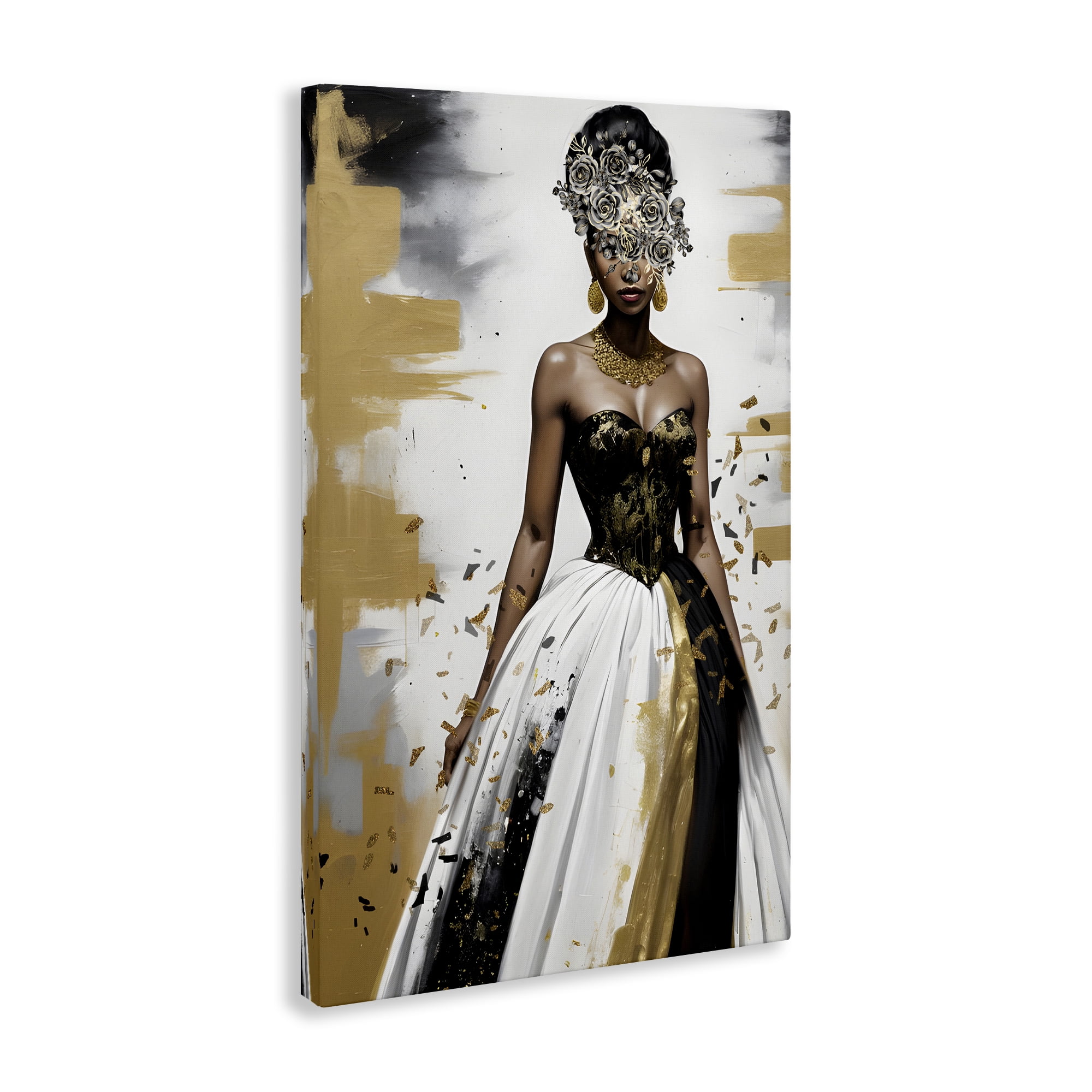 Stupell Industries Elegant Woman Beautiful Gown People Painting Wrapped Canvas Art Print Wall Art, 24 x 36