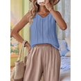 thumbnail image 4 of Linen Tank Tops for Women Summer Casual Loose V Neck Sleeveless Shirts Blouses Tunic Tops Sky Blue L, 4 of 9