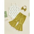 thumbnail image 3 of FEORJGP Infant Baby Girl Ireland Festival Outfits 3M 6M 12M 18M Newborn Sleeveless Rompers Shamrock Print Jumpsuit Flare Pants Headband Toddler Cute Casual 3Pcs Summer Clothes Set, 3 of 8