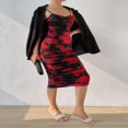 thumbnail image 4 of Robe Midi Moulante pour Femmes avec Imprimé Floral et Motif Sans Manches Froncé, 4 of 7