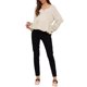 thumbnail image 2 of Blusa de maternidad Inspire Chic, tops alto-bajo, cuello en V, babydoll, botones, mangas largas, farol, plisado, fruncido, volantes, embarazo, XL, beige, 2 of 6