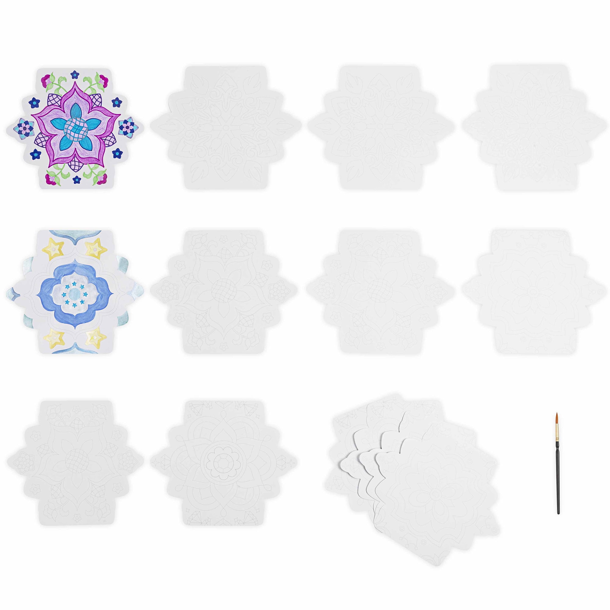 Vivid by Brea Reese: Mixed Media Coloring Pad - Tile - 24 Shaped Sheets in 8 Pattern Designs, Art Paper Pages For Paints-Markers-Colored Pencils