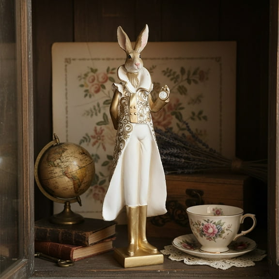 Easter Royal Dress Rabbit Ornament, Easter Decoration Bunny Figurine - Cute Rabbit Ornament, Spring Holiday Home Decor, Adorable Rabbit Statue for Easter Basket & Tabletop
