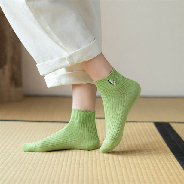 5 Pairs Women Socks Classic Plain Cotton Ankle Socks Crew Socks