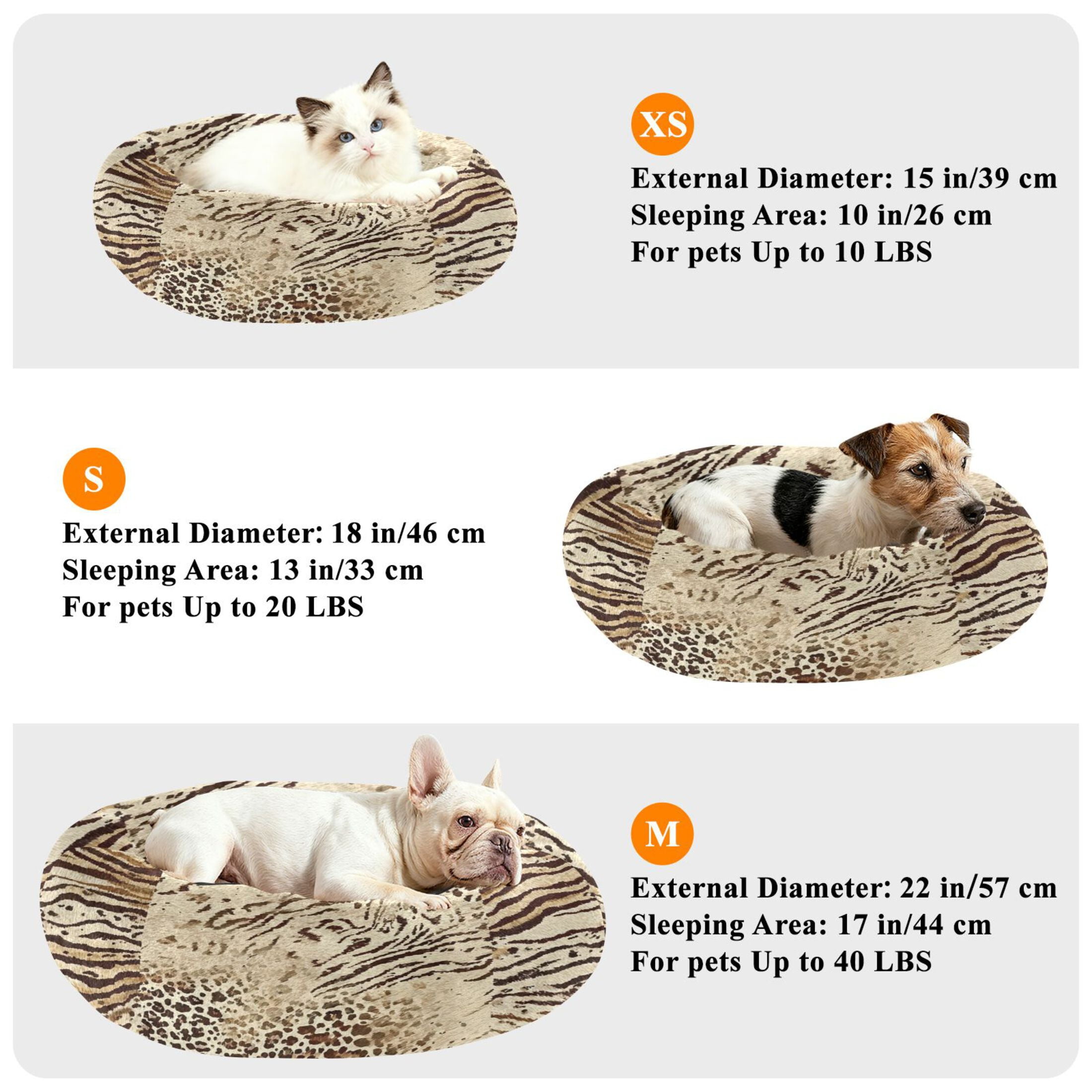 Iauyy Pet Couch Donut Cat Bed for Indoor Cats/Small Dogs Washable & Machine with Non-slip Bottom Calming Cat Furniture, Natural Colors (M)