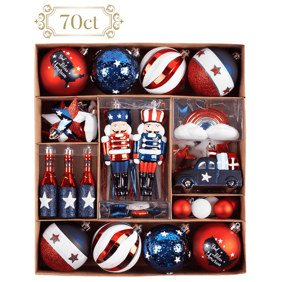 Valery Madelyn 70ct inches Christmas Ornaments Red Blue Hanging Ball Ornaments Shatterproof Christmas Tree Ornaments for Xmas Party Decor
