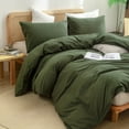 thumbnail image 5 of BESTOUCH Duvet Cover Set 100% Washed Cotton Linen Feel Super Soft Comfortable Chic Lightweight 2 Pcs Home Bedding Set (Olive Green, Twin 68" x 90"), 5 of 6