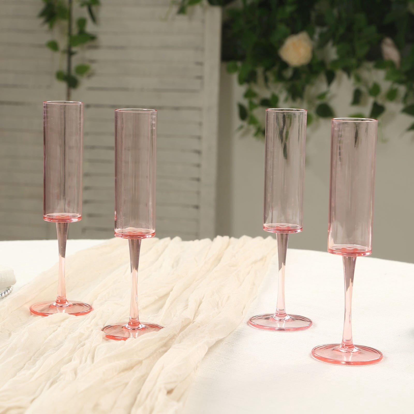 Balsa Circle 6 Blush 6 oz Cylindrical Reusable Plastic Champagne Flutes Wedding Party Events Reception Tableware Decorations Supplies