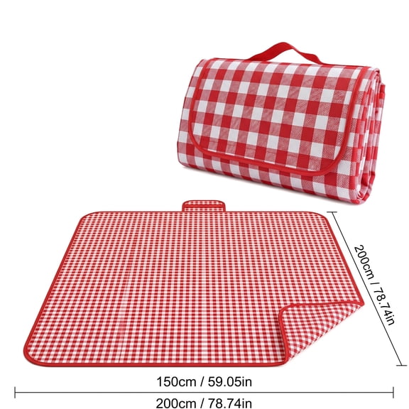Waterproof Picnic Blanket 59x79In, Foldable Outdoor Mat with Carry Handle for Camping, Beach and Travel