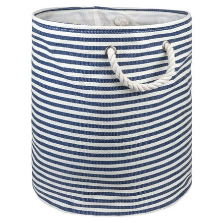 

DII Round Modern Paper Pinstripe Medium Storage Bin in Nautical Blue