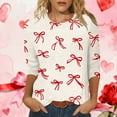 thumbnail image 2 of asdoklhq Valentine Shirts for Women Day Printed 3/4 Sleeve Crew Neck Fashion Pullover Tops T-Shirt Beige 3X, 2 of 7