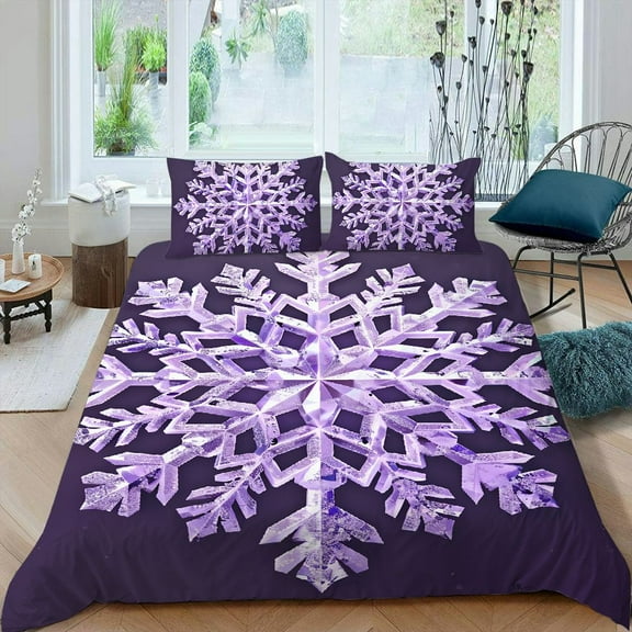 PRATYUS Snowflake 3-Piece Bedding Set Lightweight and Soft Peach Skin Velvet Bedroom Guest Room Decor 87x68in