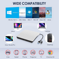 thumbnail image 4 of External CD DVD +/-RW Drive, USB 3.0 & USB-C Portable CD & DVD ROM Burner Player Reader Writer Rewriter Disc Drive,White, 4 of 7